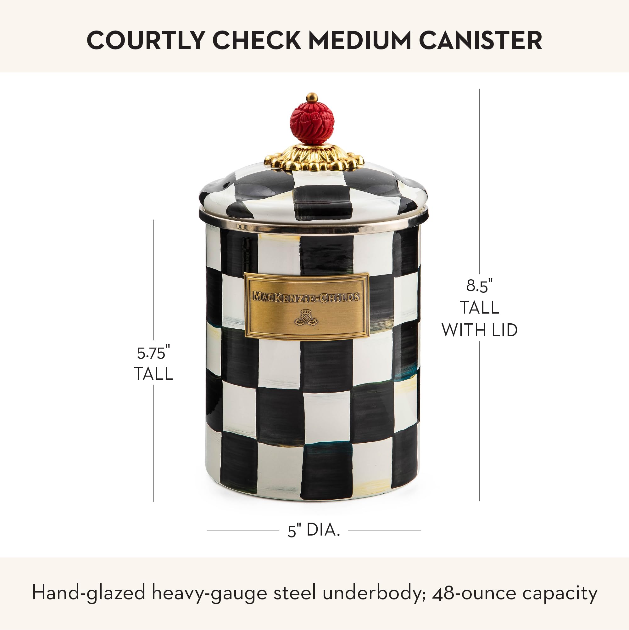 MacKenzie-Childs Courtly Check Medium Enamel Kitchen Canister